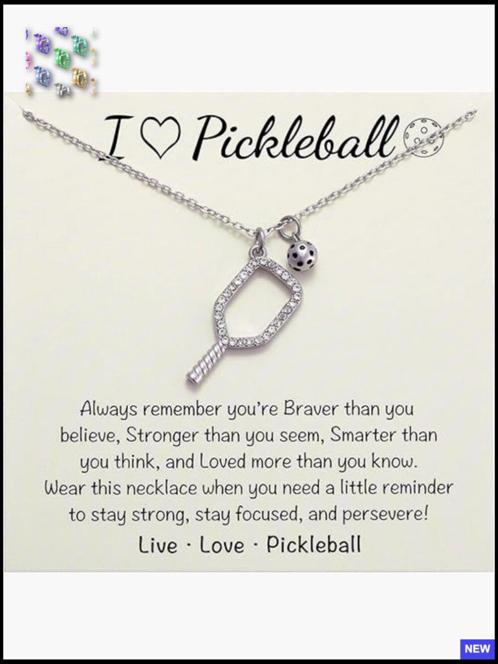 Pickleball Pendant Necklace Gift for Women Sport Lover Inspirational Charm